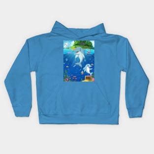 Dolphin in summer euphoria#2 Kids Hoodie